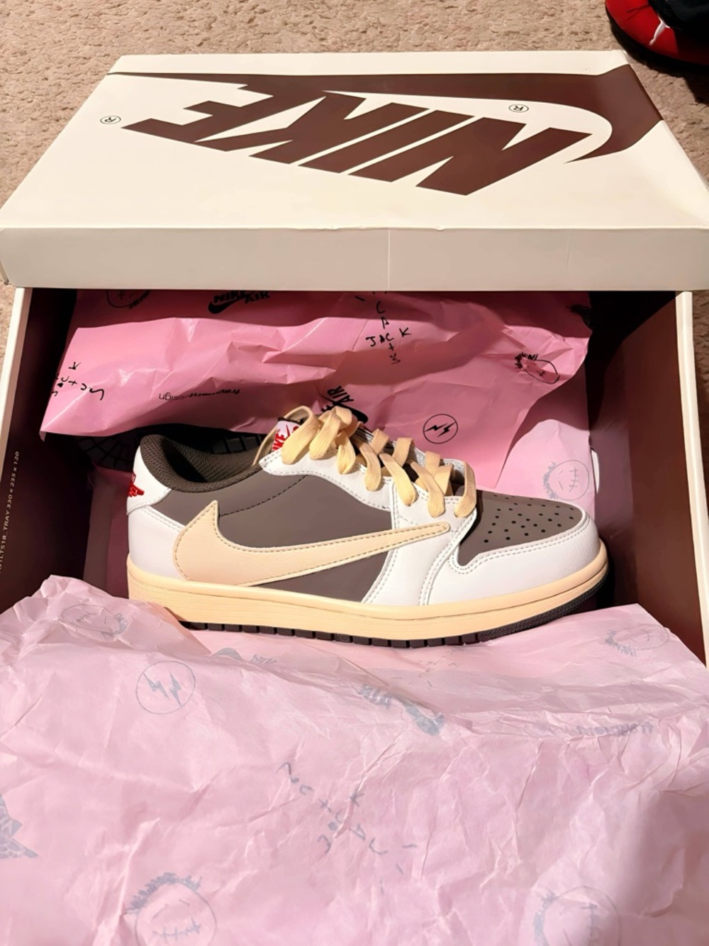 Travis Scott Women’s Sneakers — Cream, Gray, Brown, White